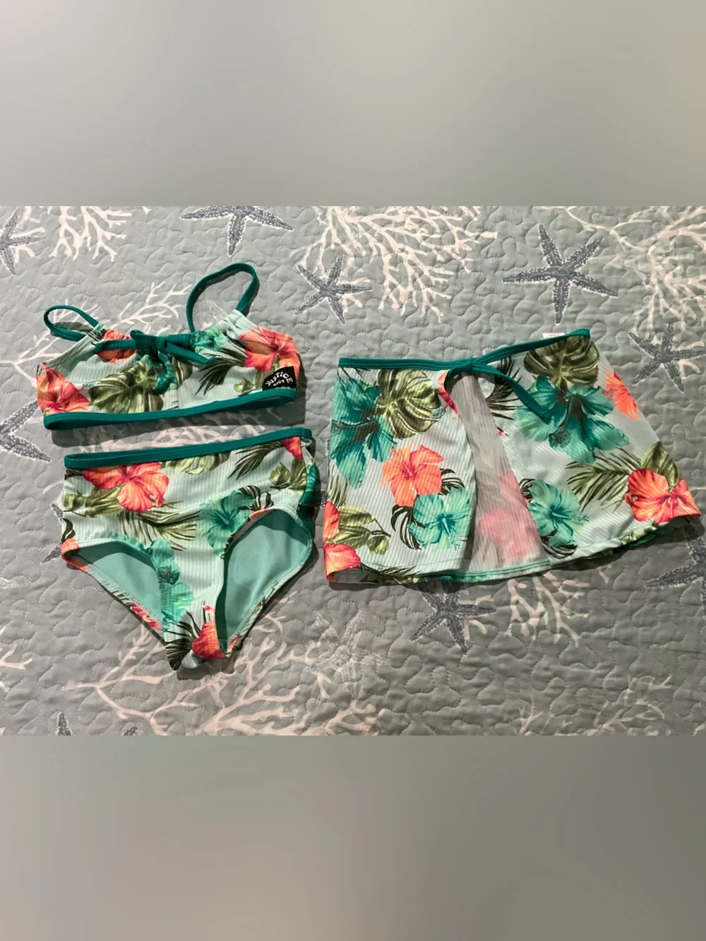 Justice girls size 5/6 3 piece swim wear set